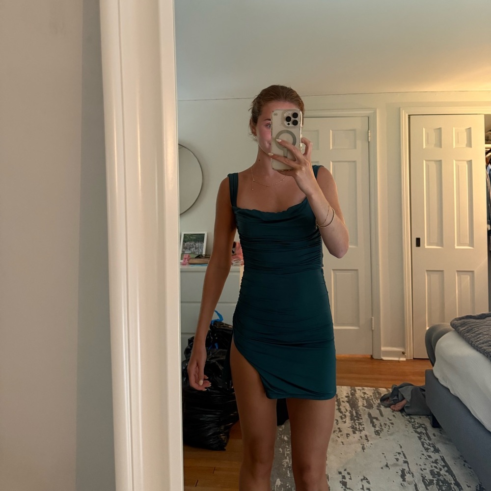 Elegant Teal Sleeveless Mini Dress